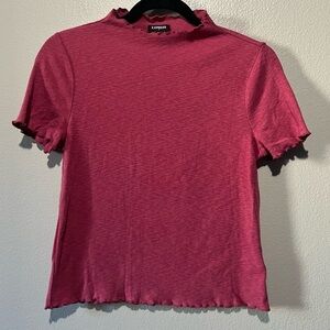 EXPRESS- Short Sleeve Rose Pink Mock Neck Top Size XS